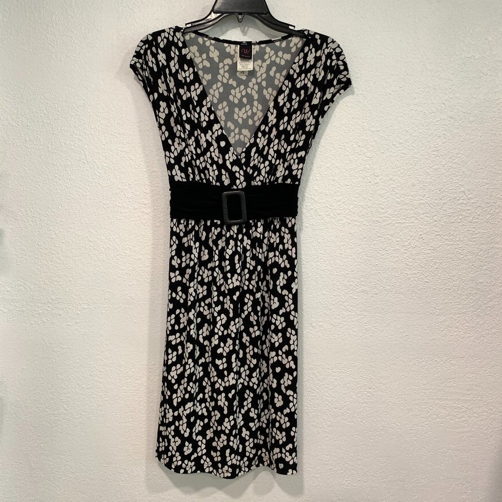 Wrapper Stretch Dress Faux V-Neck Empire Waist Med